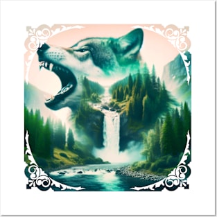 Landscape With Wolf Illustration Posters and Art